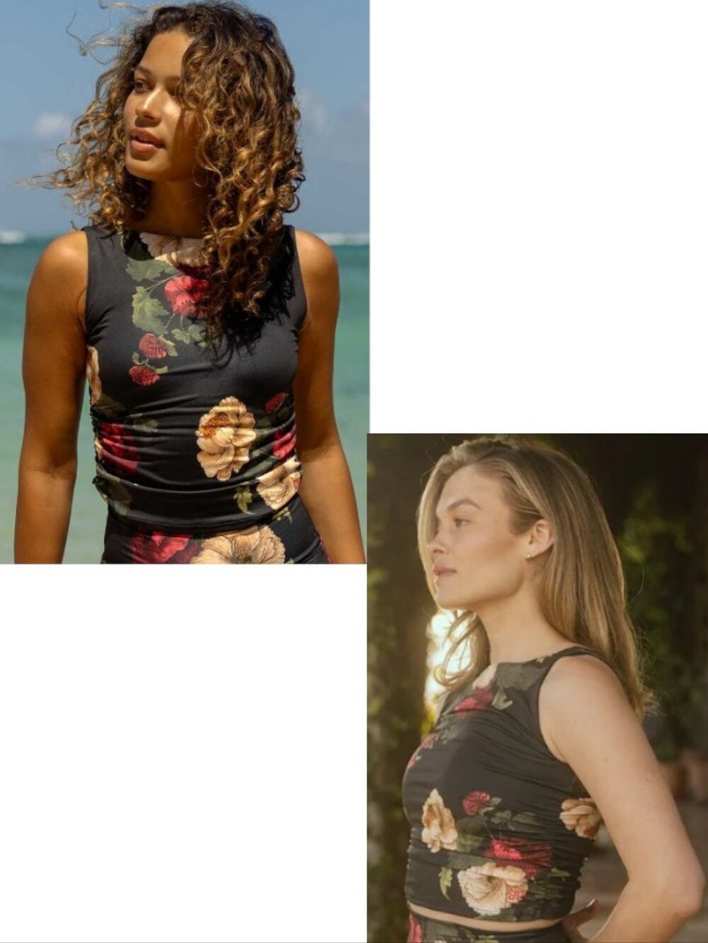 Albion Ruched Tankini Crop Top Victoria Vintage Inspired Floral - Picture 1 of 10